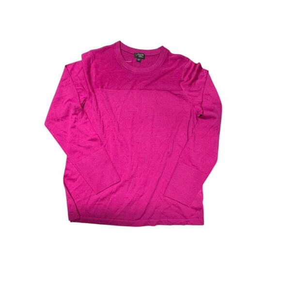 J. Jill Sweaters - J. Jill Raspberry Wearever Textured-Yoke Washable Merino Wool Sweater M Prep